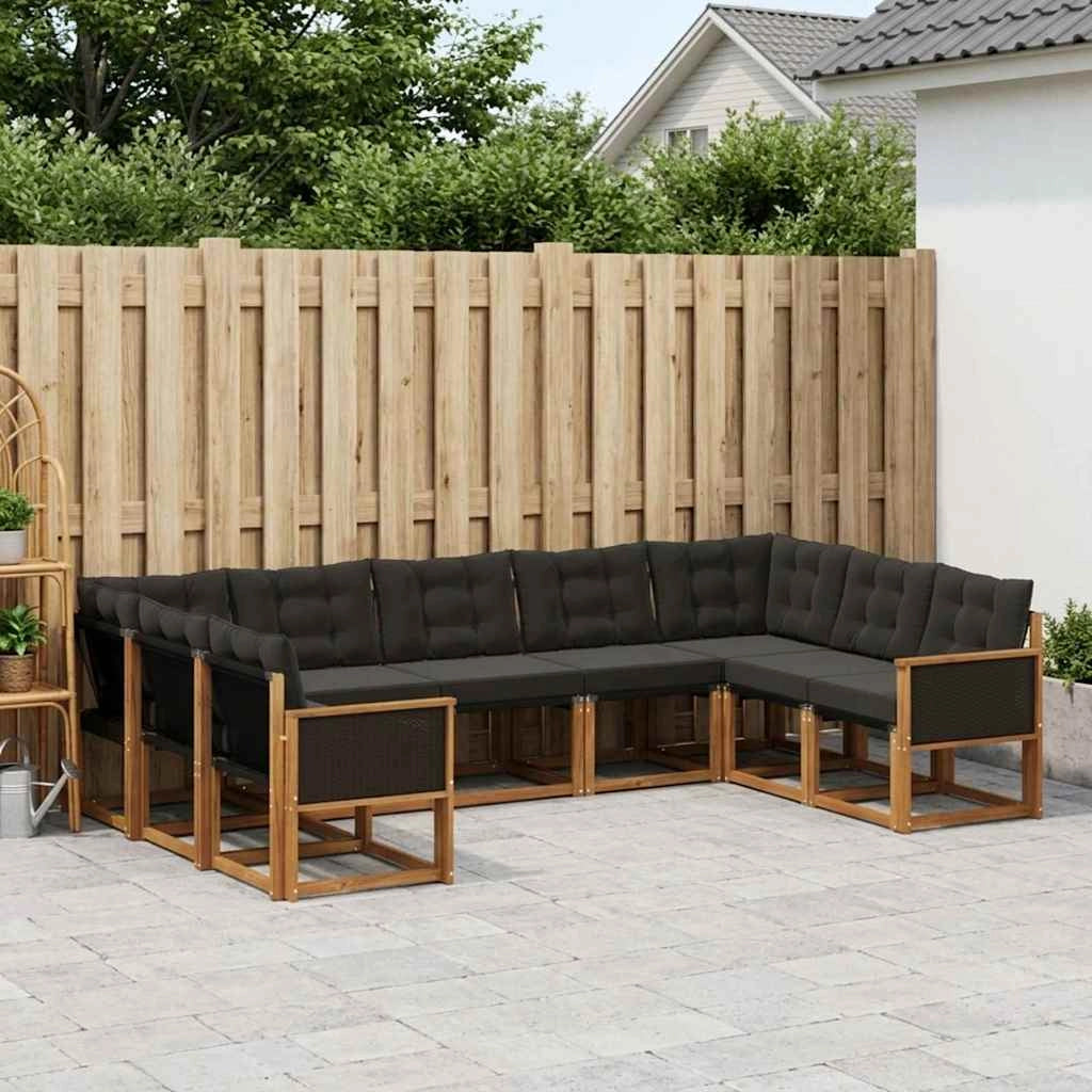 Set di divani da esterno 9 pz Naturale e Nero 3382200