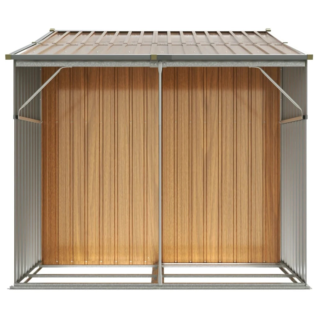 Casetta da giardino cabina ripostiglio casetta da esterno robusta casetta per attrezzi colore chiaro 277 x 192,5 x 179 cm acciaio zincato marrone 02_0022312
