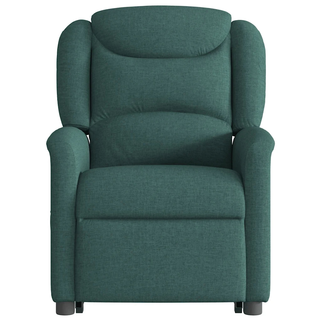 vidaXL Poltrona Alzapersona Massaggiante Elettrica Verde Scuro Tessuto