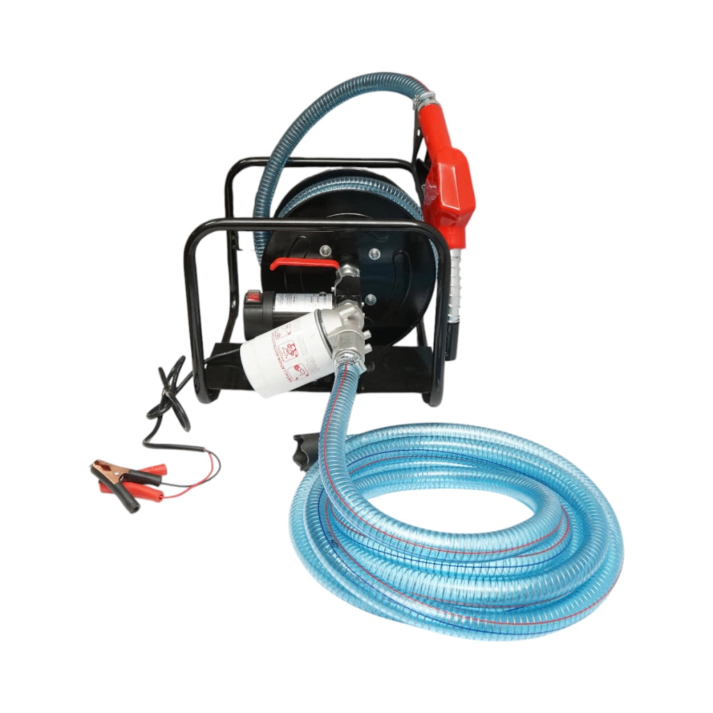 Pompa di trasferimento carburante mobile 12V, portata 40 L/min con tubo flessibile e filtro Breckner Germany