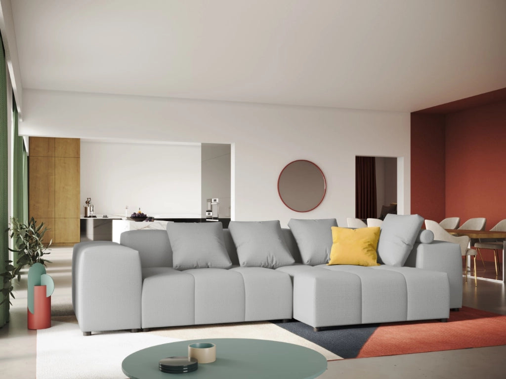 Cosmopolitan Design - Divano angolare modulare reversibile "Rome" 4 posti in tessuto strutturato grigio chiaro 