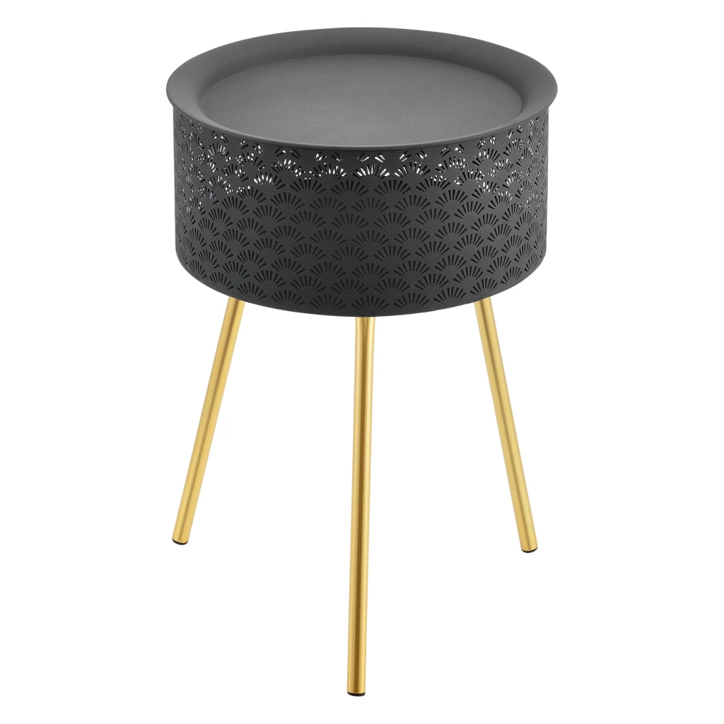 Tavolino Treppiede Forshaga 50 x 35 cm Nero/Oro [en.casa]