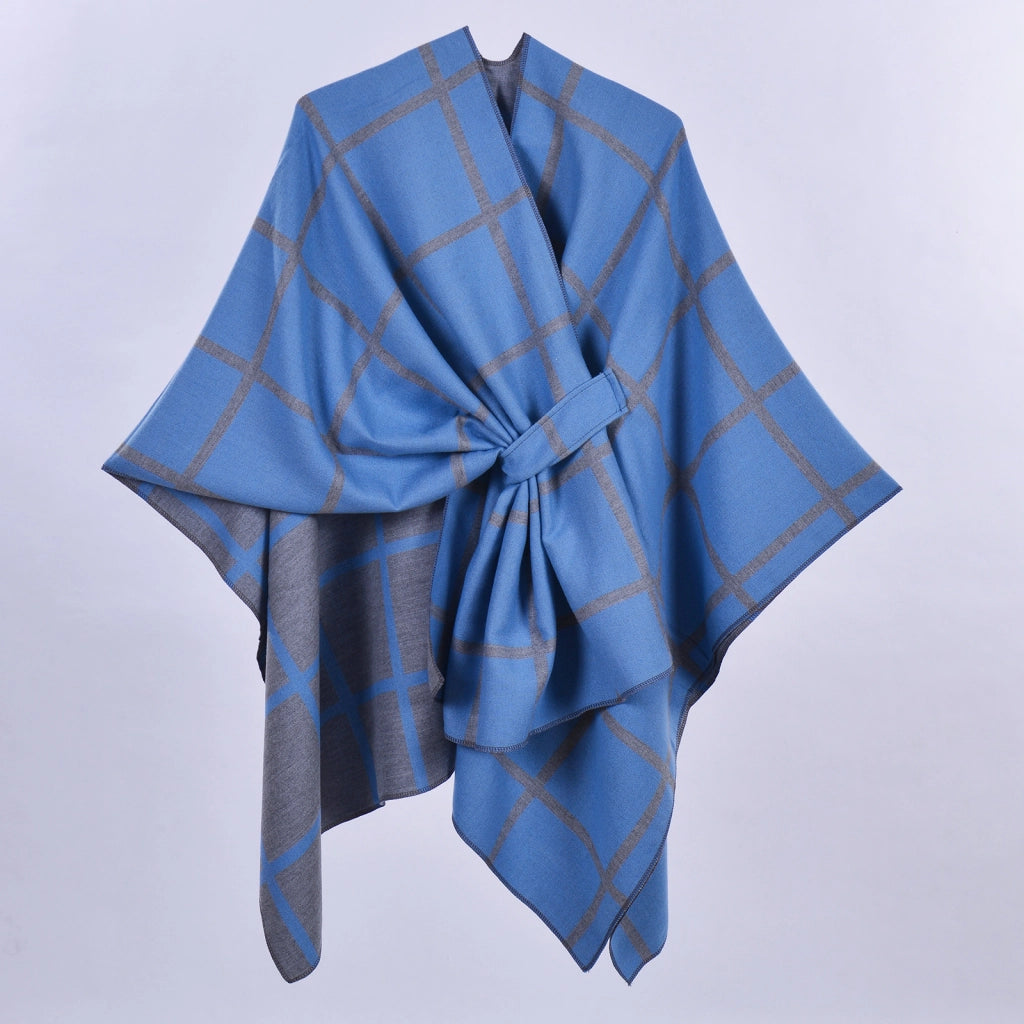 Nuova sciarpa calda, scialle, cardigan classico a quadri con nodo sul davanti, coperta calda