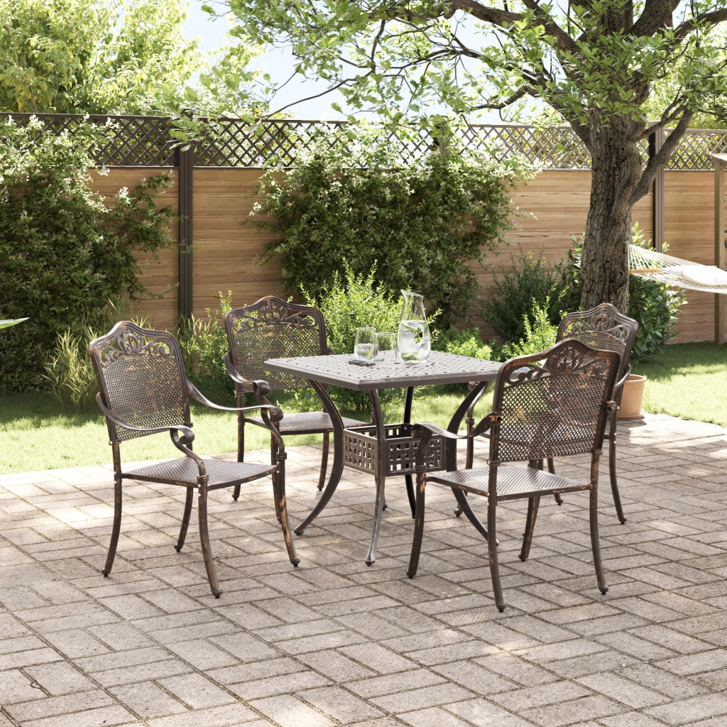 Set da pranzo da giardino 5 pezzi in alluminio bronzo