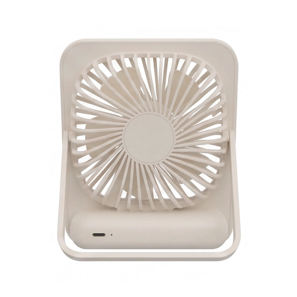 Ventilatore da Tavolo 3 Velocità Ricaricabile USB-C con Supporto Inclinabile Bianco Apokin