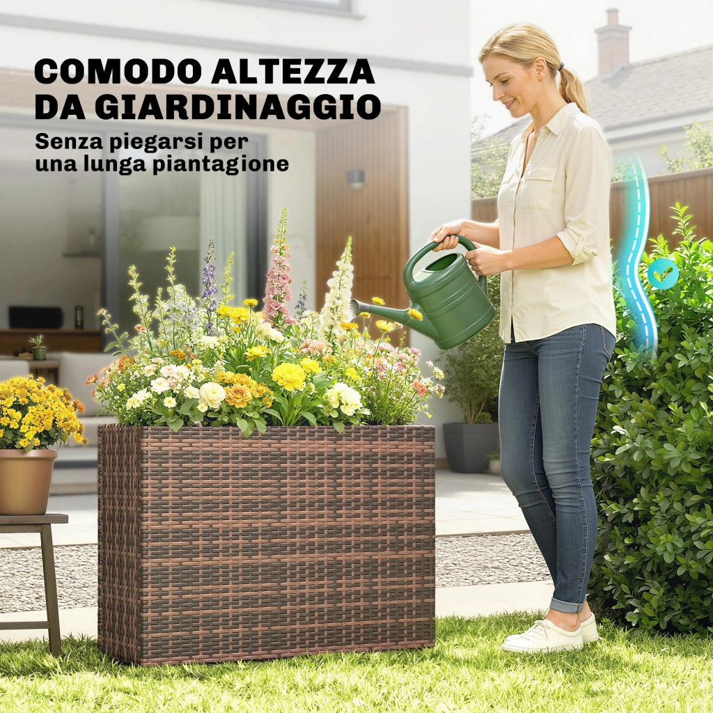 Letto Rialzato da Esterno in Rattan con Fori Drenaggio ¨C zephmum ¨C 45L Marrone