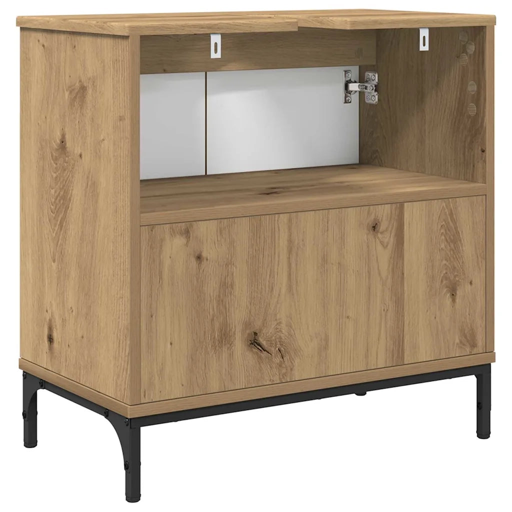 Armadio per Lavabo da Bagno-Armadietto da bagno-Mobiletto da bagno con porta Rovere artigianale