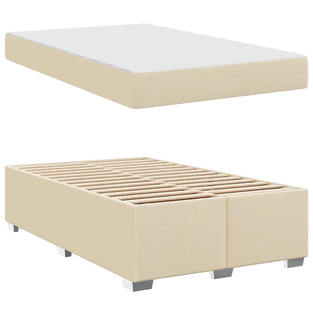 Struttura del letto con materasso Crema 120 x 200 cm Tessuto