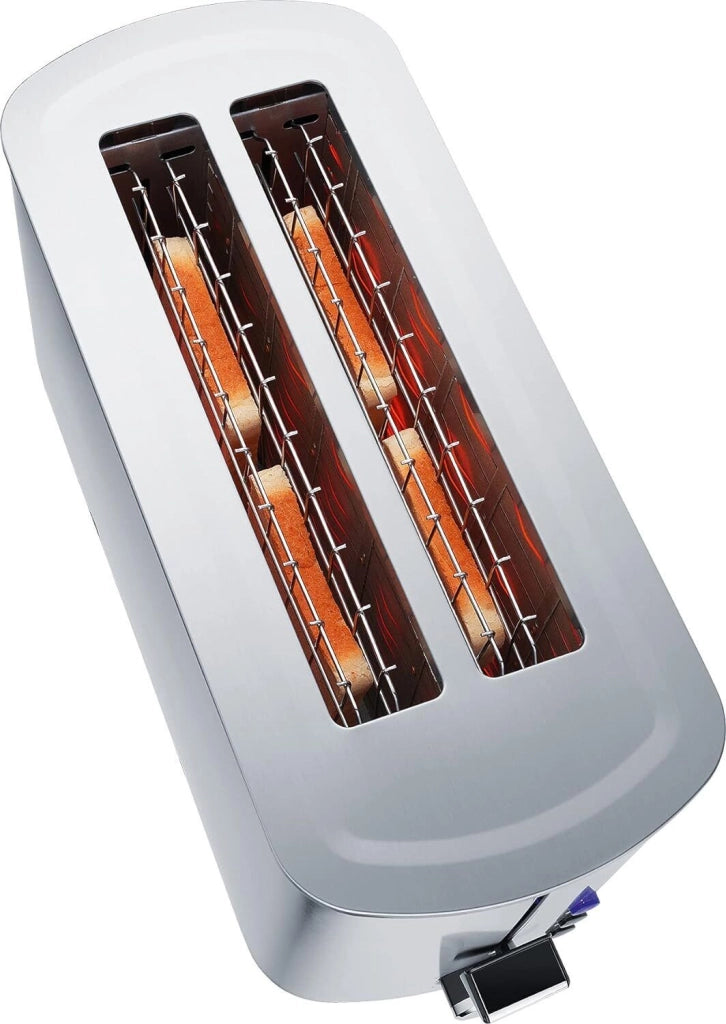 Steba TO 21 INOX Tostapane a Doppia Fessura Lunga 4 Fette 1400 W 7 Livelli di Doratura Regolabili Funzioni Tostatura Scongelamento Riscaldamento Stop Colore Acciaio Inox