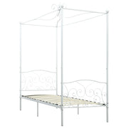 Letto singolo | Letto per adulti | Letto a Baldacchino Bianco in Metallo 100x200 cm