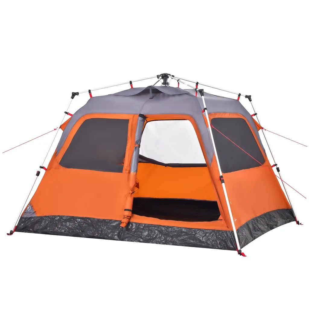 Tenda a Cupola 4 Persone Grigio e Arancione a Rilascio Rapido 4004232