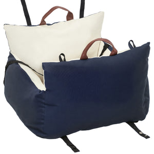 Seggiolino Auto per Cani Piccoli con Guinzaglio di Sicurezza Sfoderabile e Lavabile in Cotone e PP Blu