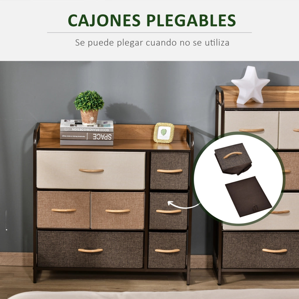 Cassettiera con 7 Cassetti ¨C Zephmum ¨C Legno e Metallo 80x29x78,5 cm