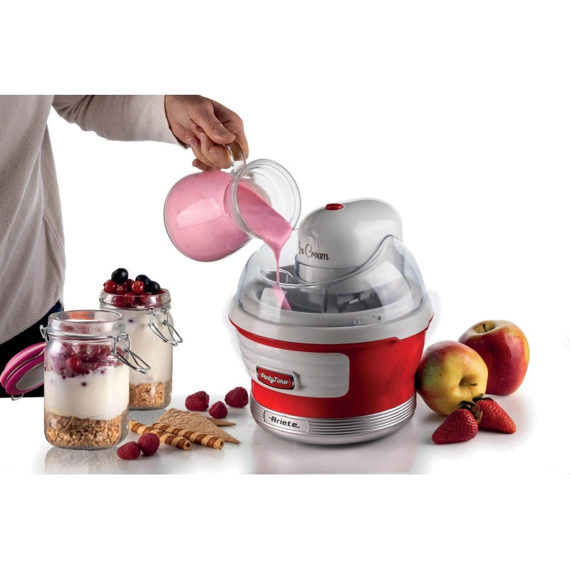 Macchina per fare il gelato 12W, capacità 1,5L, tempo preparazione 30 minuti - Rosso