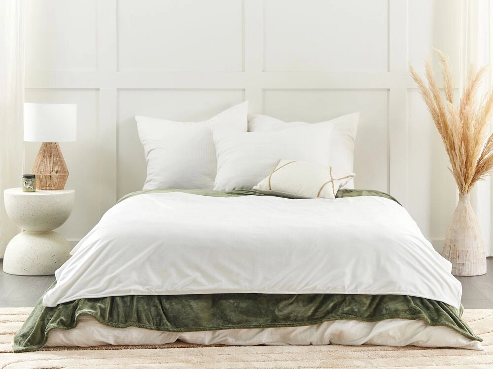 Copripiumino per coperta ponderata Bianco Tessuto poliestere 120 x 180 cm Motivo solido Design moderno Tessile camera da letto