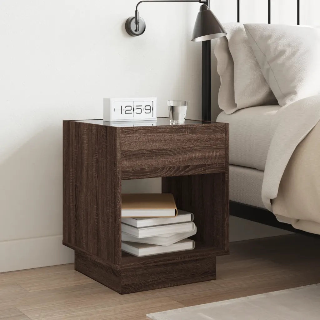 Comodino con LED Infinity Rovere Marrone 40x40x50 cm 3284083