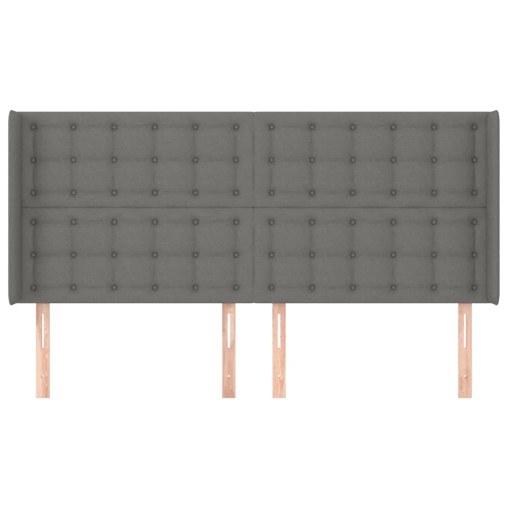 Testiera | Testata ad Orecchio GrigioScuro 203x16x118/128cm in Tessuto