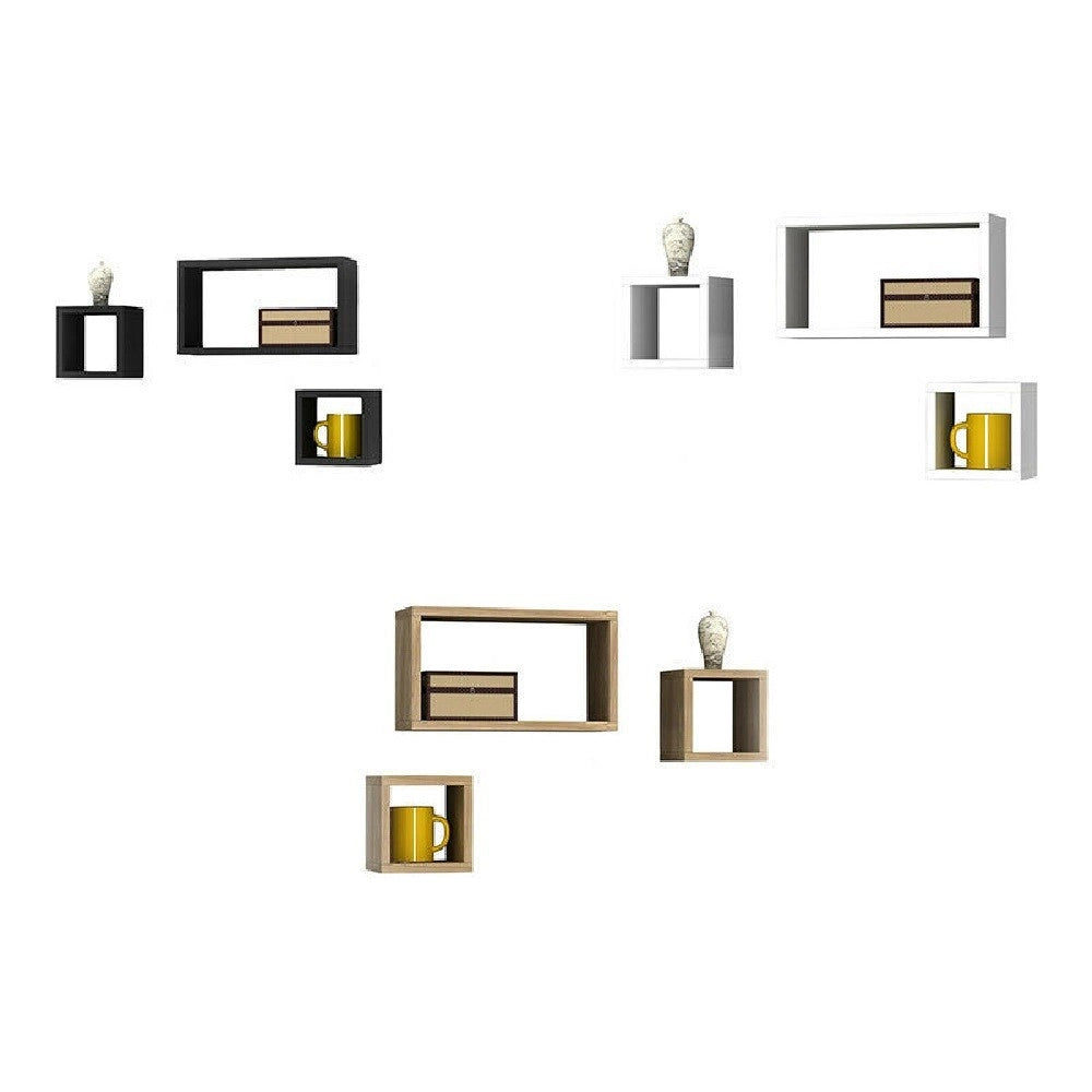 Trade Shop - Set 3 Mensole Cubi A Parete In Legno Mdf Scaffale Libreria Mensola Vari Colori -