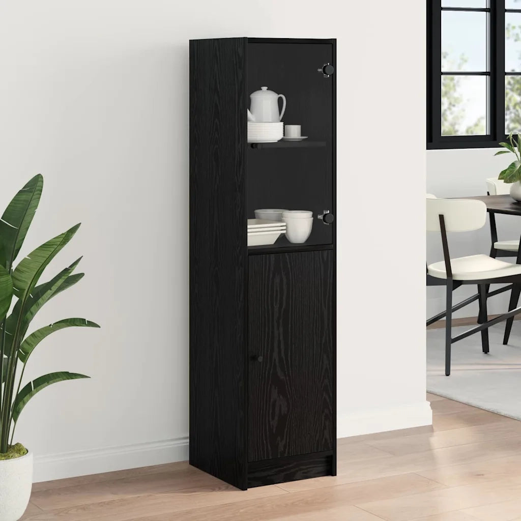 Credenza | Madia | Buffet da pranzo | Armadio da pranzo Rovere Nero 35 x 37 x 142 cm Legno multistrato