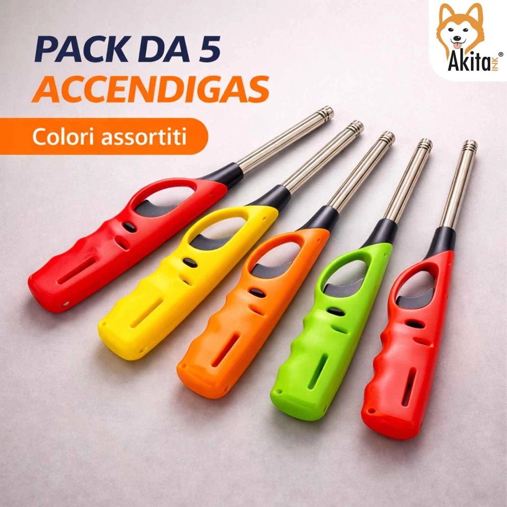 Akitaink 5 Accendini Accendigas Ricaricabili Lunghi