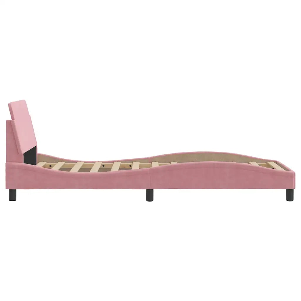 Giroletto con Testiera senza Materasso Rosa 90x200 cm Velluto