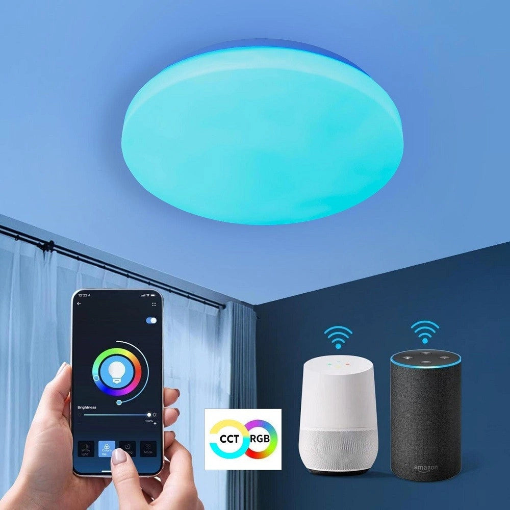 Trade Shop - Plafoniera Led Smart 20w Rgb Cct Wifi Intelligente Dimmerabile Smartphone Alexa Google -