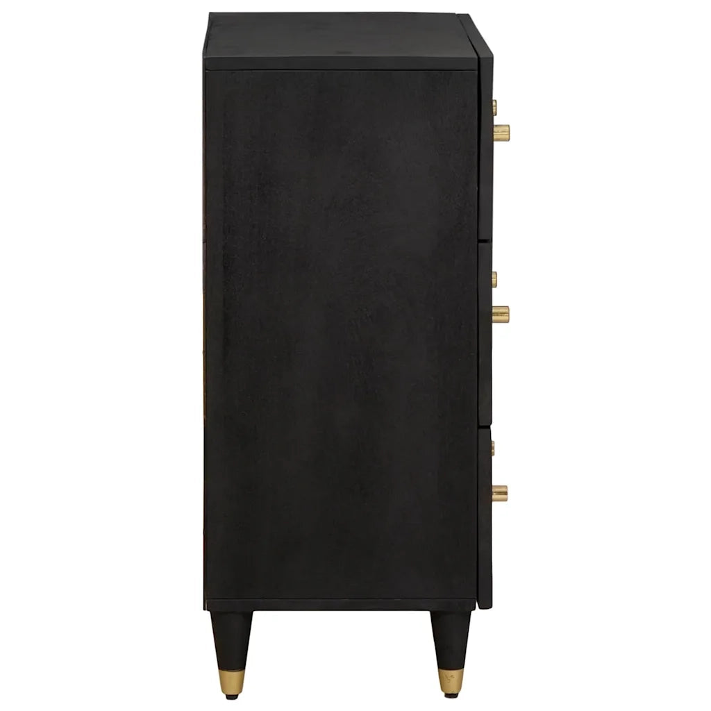 Credenza 2 pcs Nero 60 x 33 x 75 cm Legno di mango massello