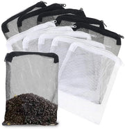 Set di sacchi filtro per acquario 10 pezzi - Sacchi filtro riciclabili - Reticolo fine - Poliestere - Nero/Bianco - 20x15 cm - Sacchetto filtro