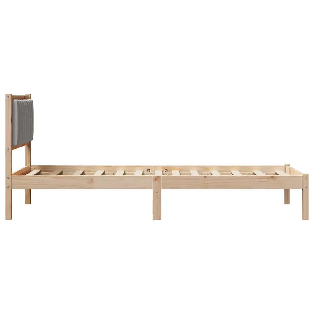 Letto con Testiera Rivestita Grigio chiaro 90 x 190 cm