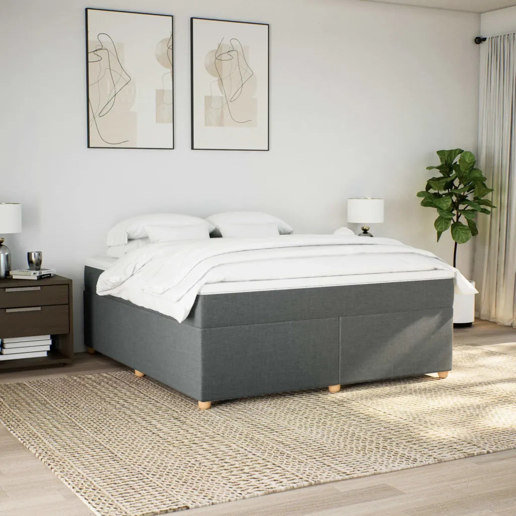 Giroletto a Molle con Materasso Grigio Scuro 180x200 cm Tessuto