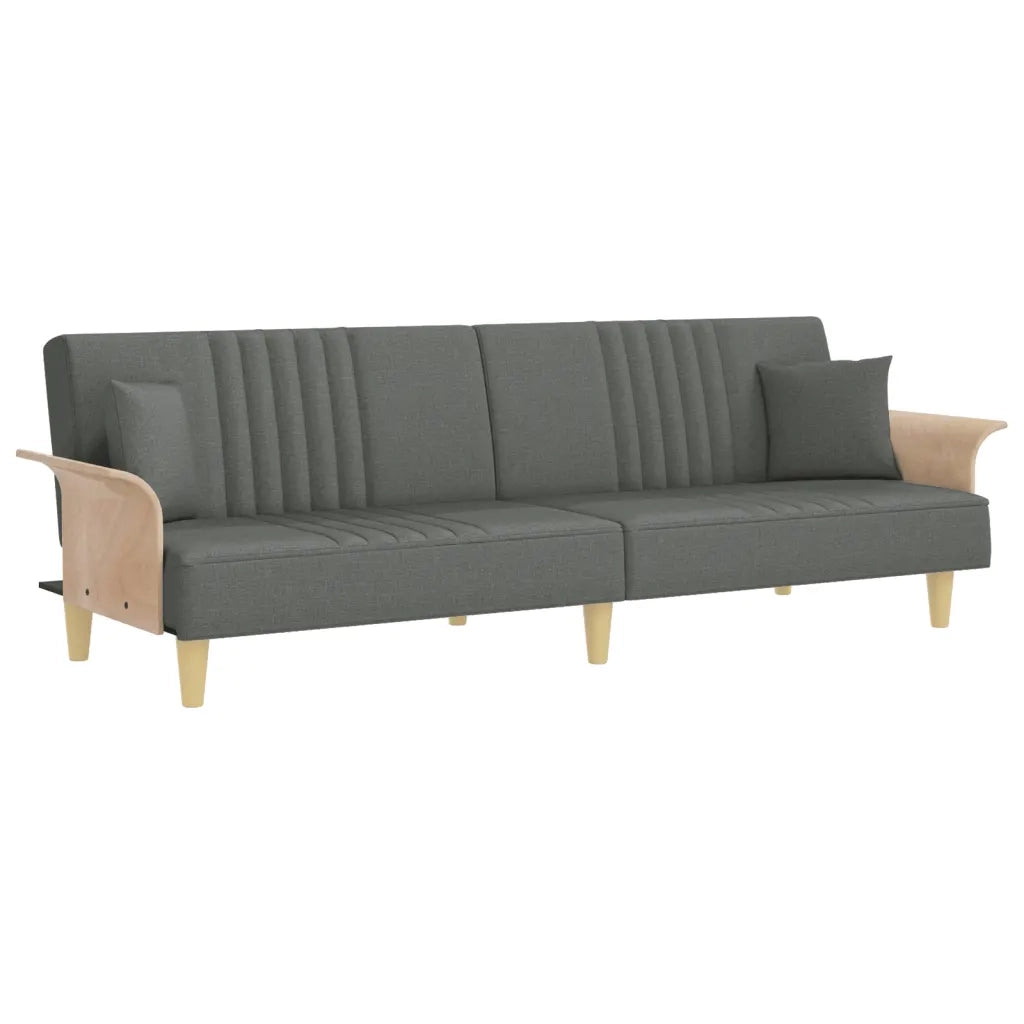 Divano Letto con Braccioli Grigio Scuro in Tessuto 351888