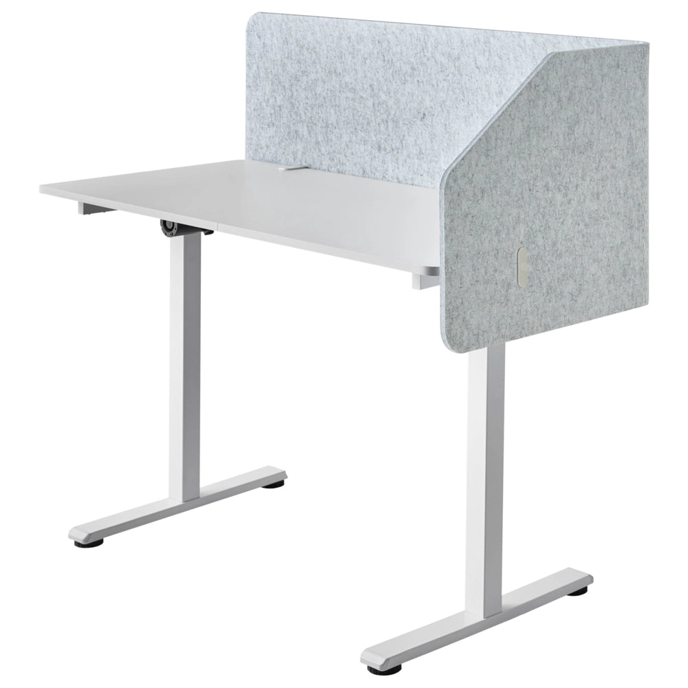 Divisorio angolare per scrivania in PET grigio chiaro con morsetti di fissaggio in acciaio 120 x 60 x 50 cm Schermo acustico Modulare per ufficio domestico