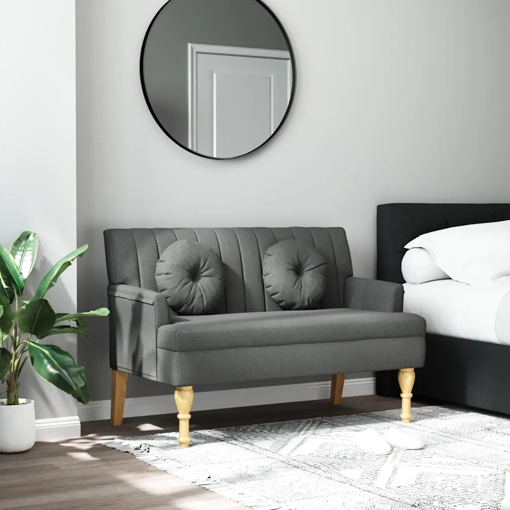 Panca con Cuscini-Sgabello-Divano Grigio Scuro 113x64,5x75,5 cm in Tessuto