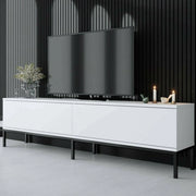 Mobile porta TV Espero, Credenza da soggiorno, Armadio basso per TV, Base parete attrezzata, 180x30h47 cm, Bianco e Nero