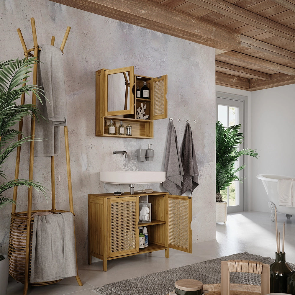 Vicco Set di mobili da bagno Bambù 2 parti