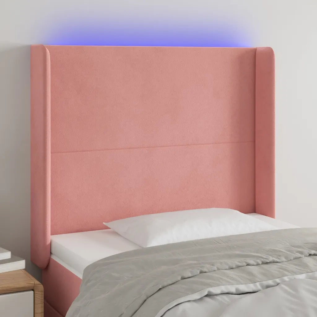 Testiera a LED-Testata con LED Nera 93x16x118/128 cm in Velluto 324838