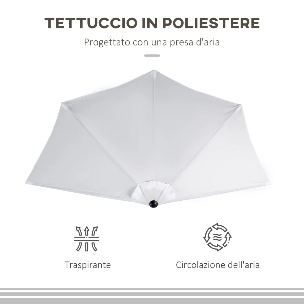 Ombrellone da Giardino a Mezzaluna 260x135x230H cm Bianco