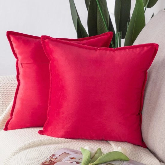 Set di 2 coprisacco da divano decorativi in flanella di lusso per stile cameretta per divano per camera da letto Rosso 50x50 cm Quadrato