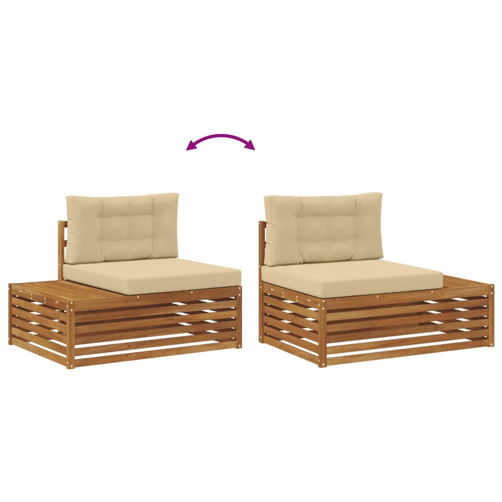 Set di divani da esterno con cuscino 2 Pezzo Naturale e Beige 3374083