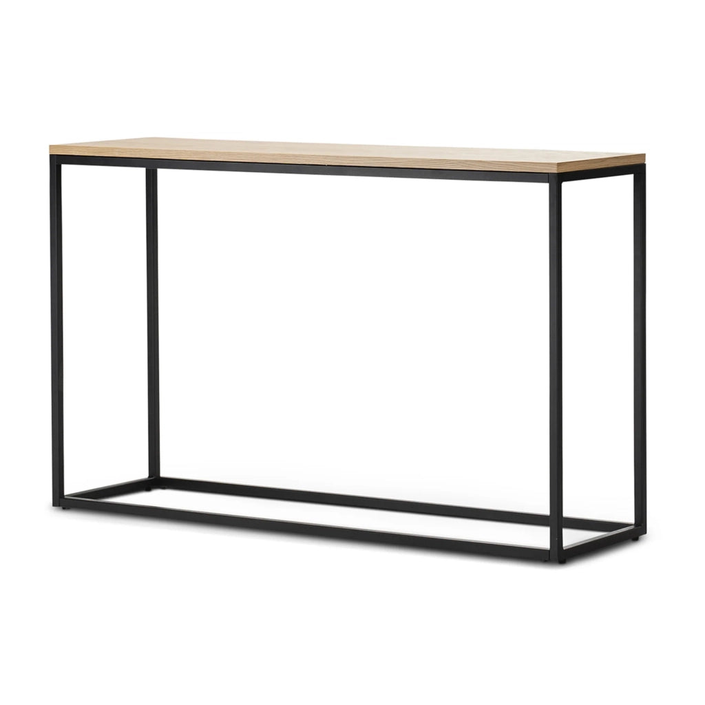 Tavolo consolle 80 x 100 x 30 cm effetto rovere e nero 03_0008573