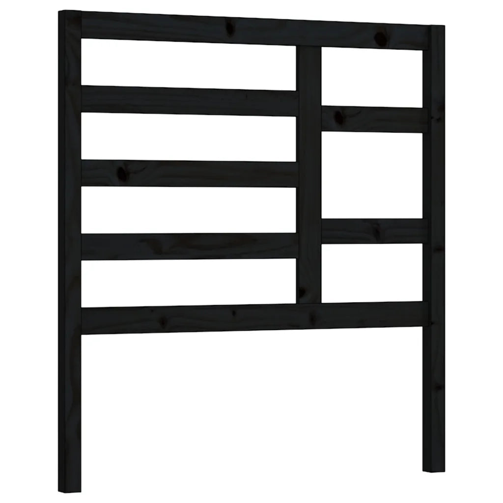 Testiera | Testata per Letto Nera 81x4x104 cm in Legno Massello di Pino