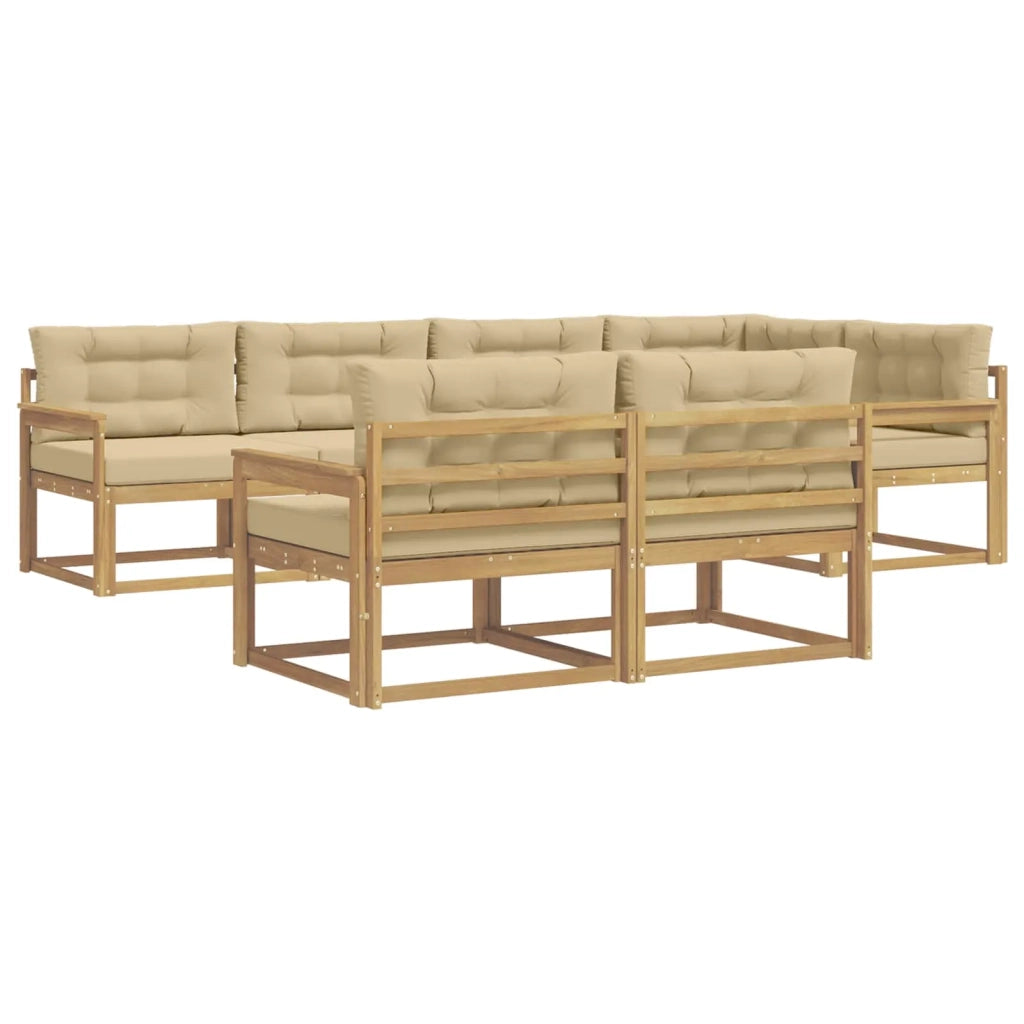 Set di divani da esterno 6 pz Bianco e Beige Poliestere 3386577