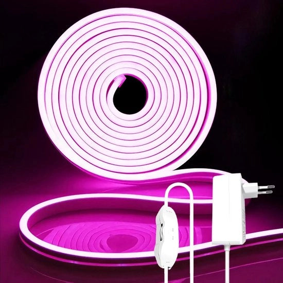 Strisce LED a Led Licht Rosso 5M 12V Neon con Adattatore e Dimmer IP65 Resistenti all'Acqua Flessibili - Camera da Letto Cucina