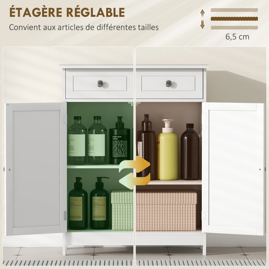 Mobile da bagno con 2 cassetti e ripiano regolabile ¨C zephmum ¨C 60x30x75 cm bianco