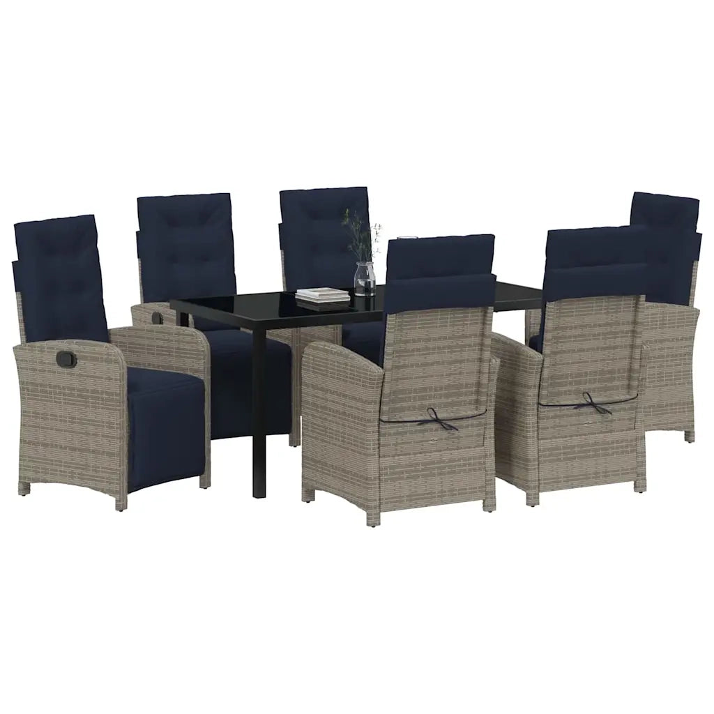 Set da Pranzo per Giardino con cuscino 7 pcs Grigio polyrattan 3380362