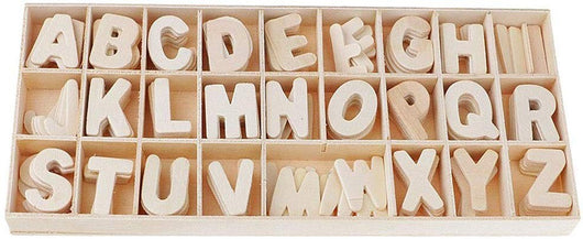 Set 130 Lettere Decorative da Colorare con Contenitore in Legno