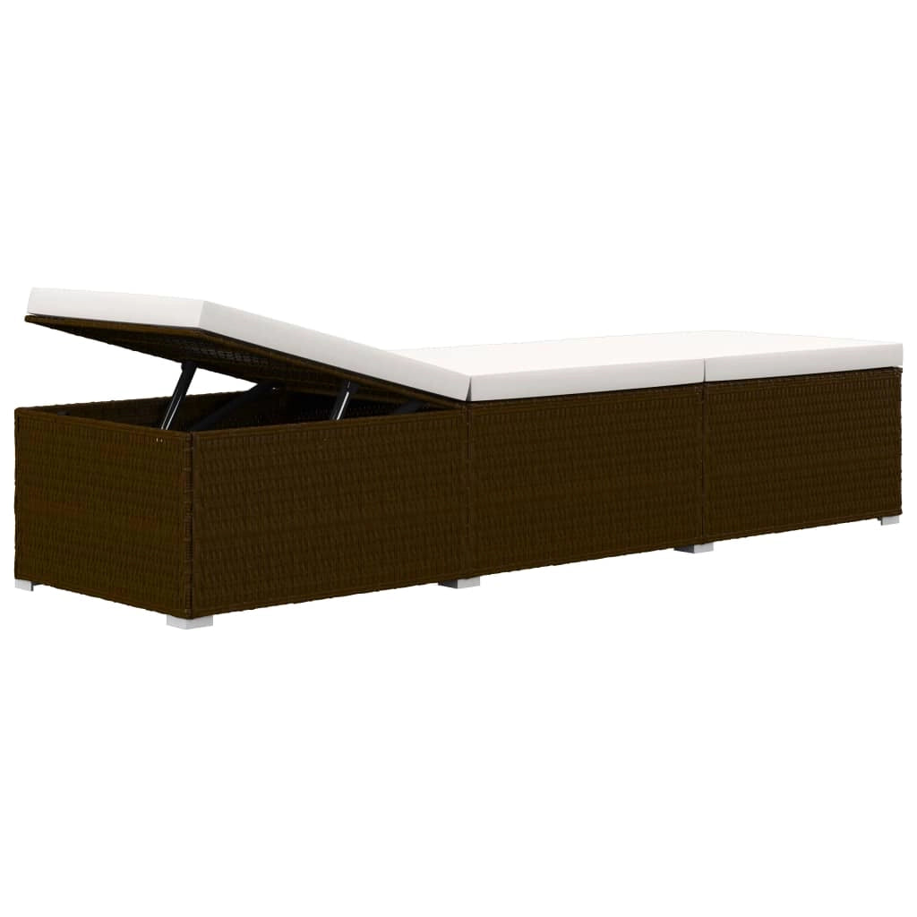 Lettino prendisole sedia a sdraio lettino prendisole letto da giardino mobili da esterno per patio con cuscino e tavolino da tè resina intrecciata marrone 02_0012456