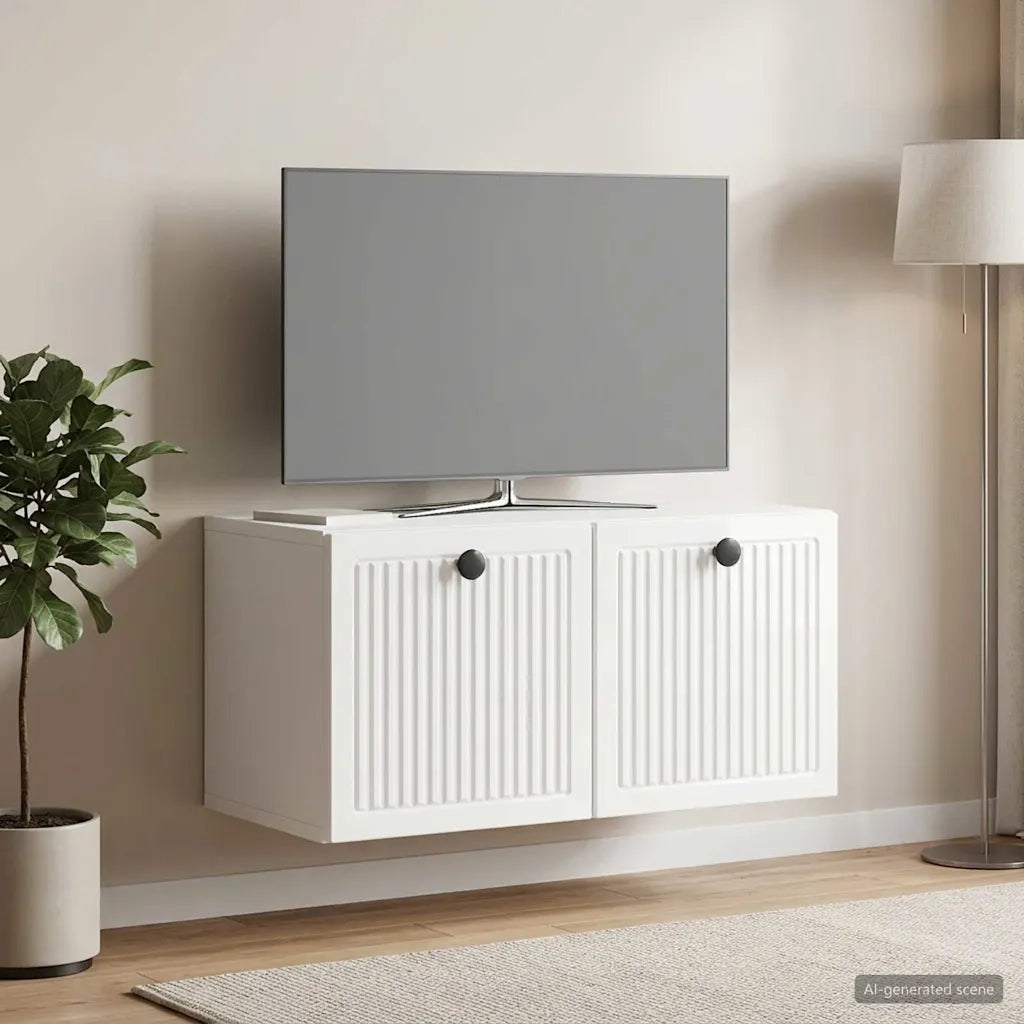 Mobile Porta TV da Muro Bianco Lucido 59,5 x 31 x 30 cm 898029