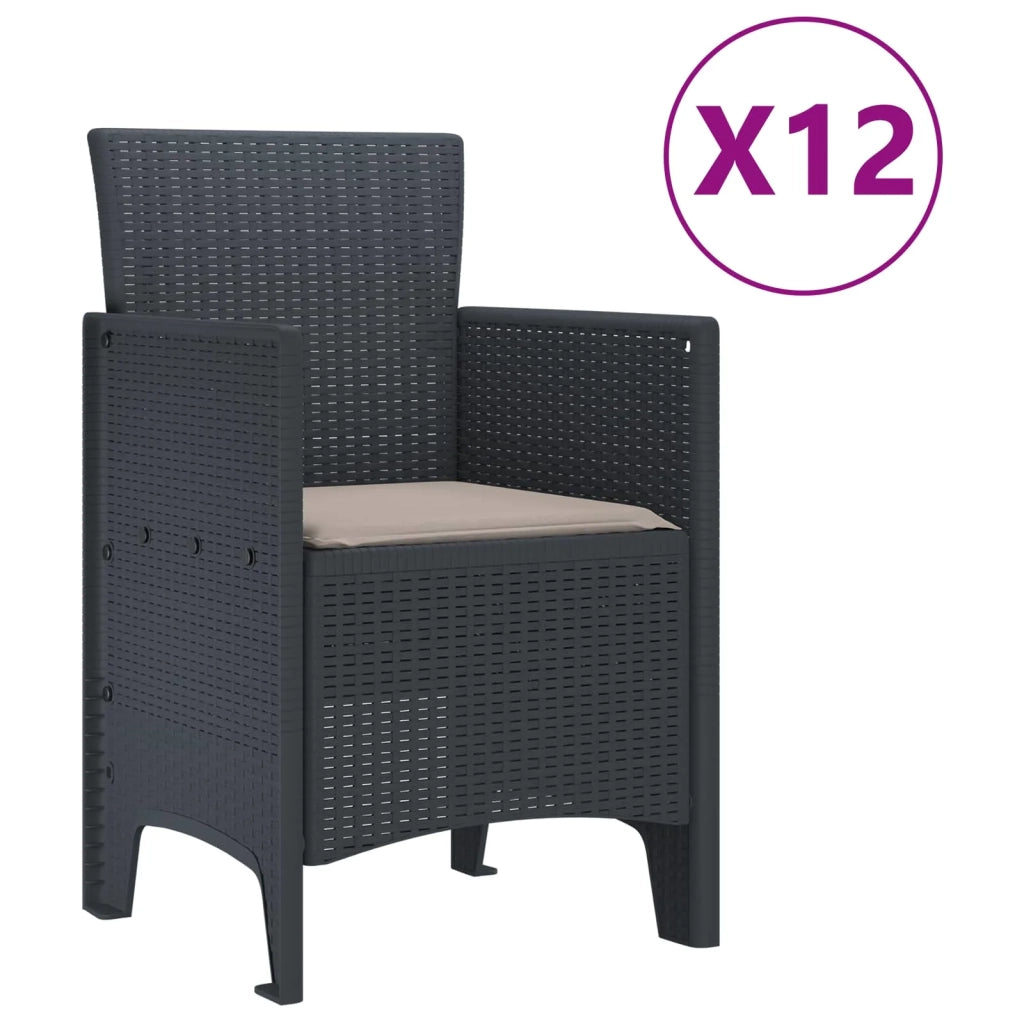 Set da Pranzo per Giardino 13 pcs Antracite Rattan Polt 3378773