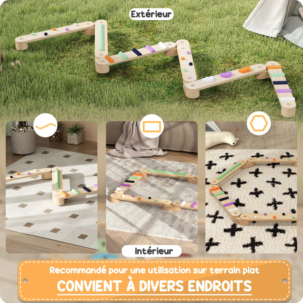 Tavola di equilibrio in legno per bambini ¨C zephmum ¨C 3-8 anni, con pietre colorate